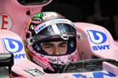 Sergio Perez looks on from the Force India cockpit