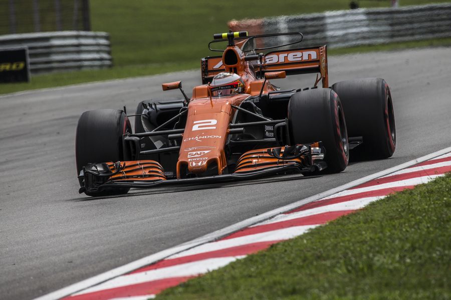 Stoffel Vandoorne on track in the McLaren
