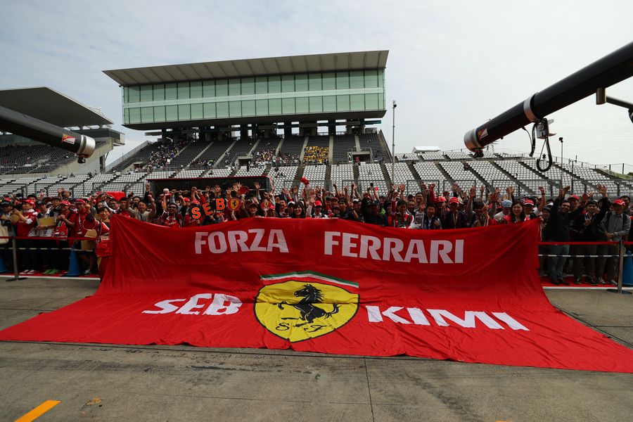 Ferrari fans and giant banner