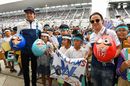 Lance Stroll and Felipe Massa with young Williams fans