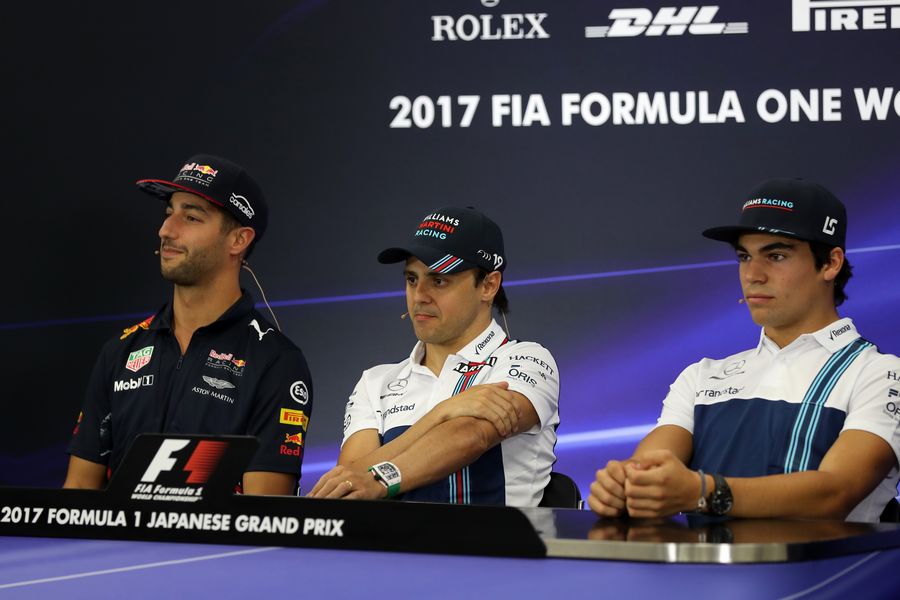 Daniel Ricciardo, Felipe Massa and Lance Stroll in the Press Conference