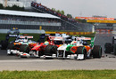 Tonio Liuzzi and Felipe Massa make contact at the start
