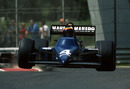 Stefan Bellof skips over the kerbs in his Tyrrell