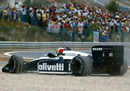 Andrea de Cesaris runs wide into the gravel