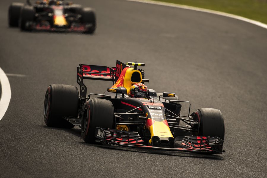 Max Verstappen on track in the Red Bull