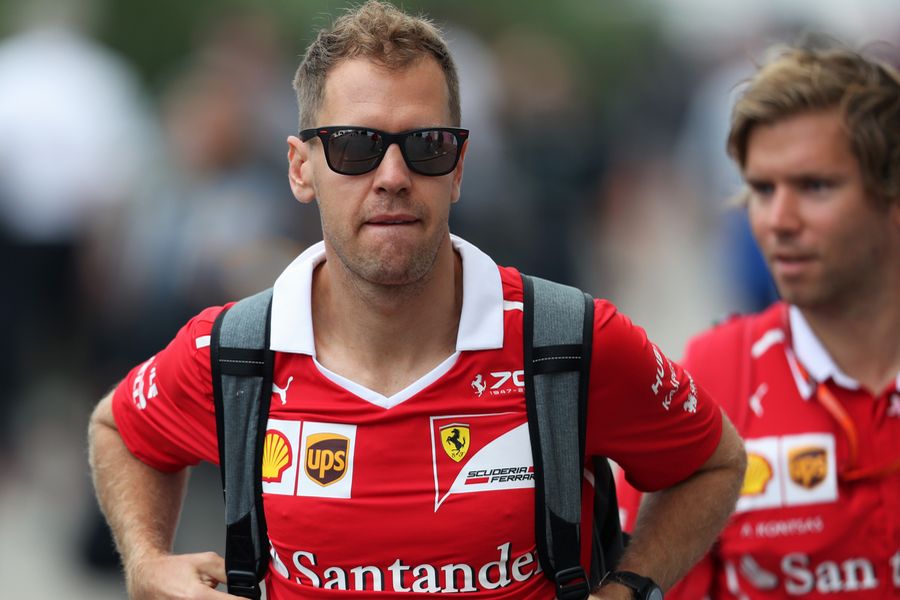 Sebastian Vettel in the paddock