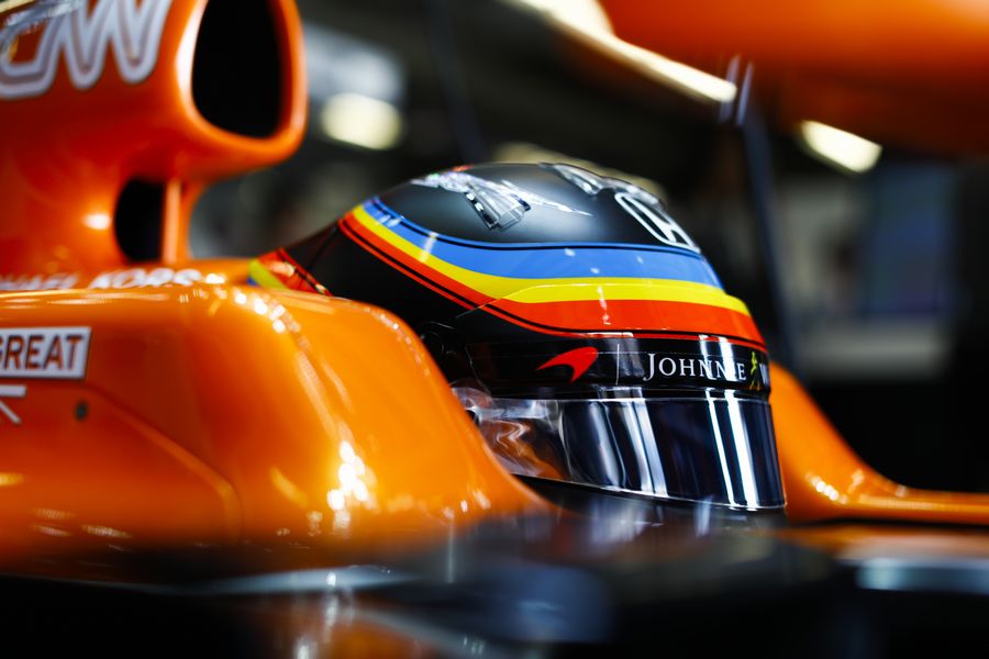 Fernando Alonso in the cockpit of McLaren MCL32