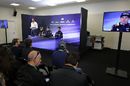 Sergio Perez, Max Verstappen and Pascal Wehrlein in the Press Conference