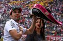 Sergio Perez on the drivers parade with Sombrero hat