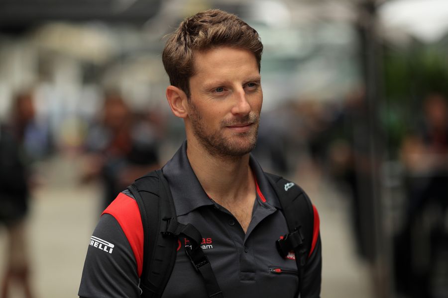 Romain Grosjean in the paddock