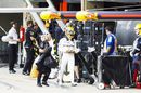 Lewis Hamilton walks in after crashing in Q1