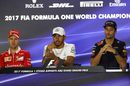 Sebastian Vettel, Lewis Hamilton and Daniel Ricciardo in the Press Conference