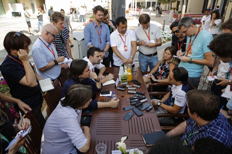 Felipe Massa talks with the media