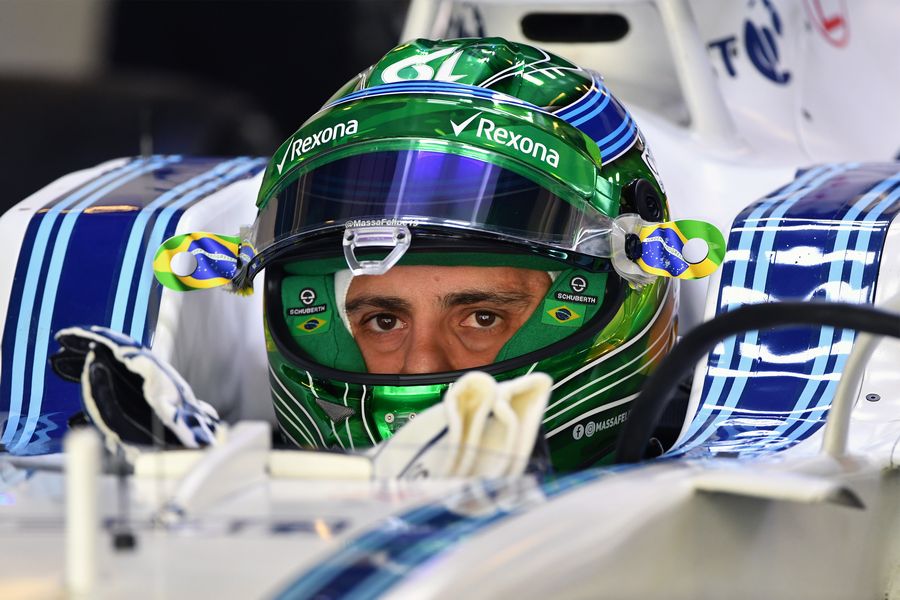 Felipe Massa looks on from the Williams cockpit