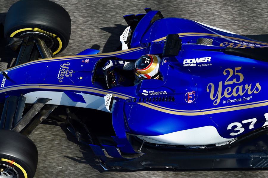 Charles Leclerc on track in the Sauber