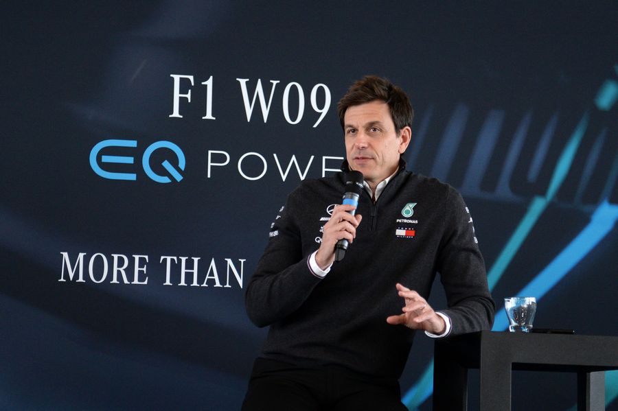 Toto Wolff speaks with media
