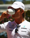 Nico Rosberg finishes off a coffee