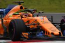 Stoffel Vandoorne on track in the McLaren with aero paint
