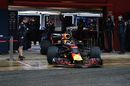Daniel Ricciardo pulls out of the Red Bull garage