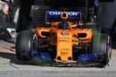 Fernando Alonso pulls out of the McLaren garage