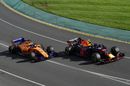 Max Verstappen and Fernando Alonso battle