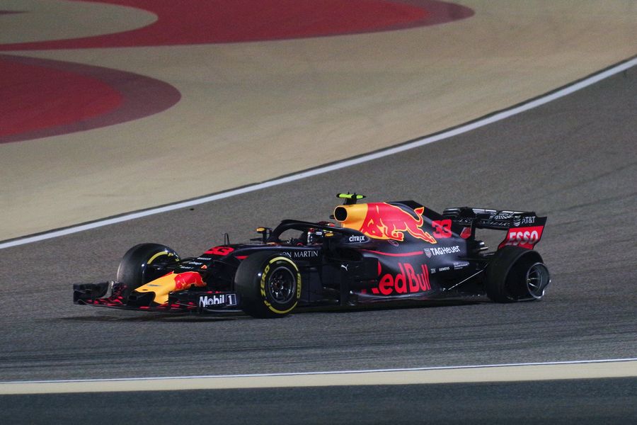 Max Verstappen with puncture on lap one