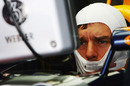 Mark Webber monitors the situation