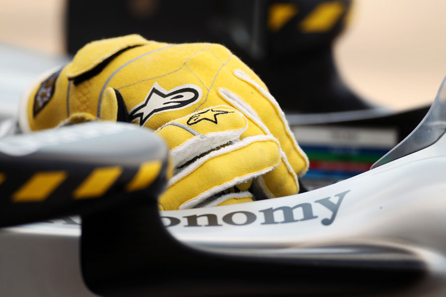 Nico Rosberg's gloves in the Mercedes cockpit