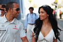 Lewis Hamilton arrives with girlfriend Nicole Scherzinger on race day