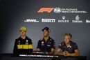 Nico Hulkenberg, Daniel Ricciardo and Kevin Magnussen in the Press Conference