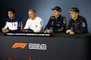 Lance Stroll, Valtteri Bottas, Max Verstappen and Stoffel Vandoorne in the Press Conference