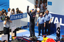 Sebastian Vettel ackowledges the crowd after victory