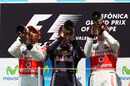 The top three drink champagne on the podium