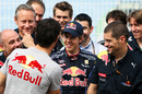 Mark Webber congratulates Sebastian Vettel 