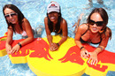 Girls relax in the Red Bull pool