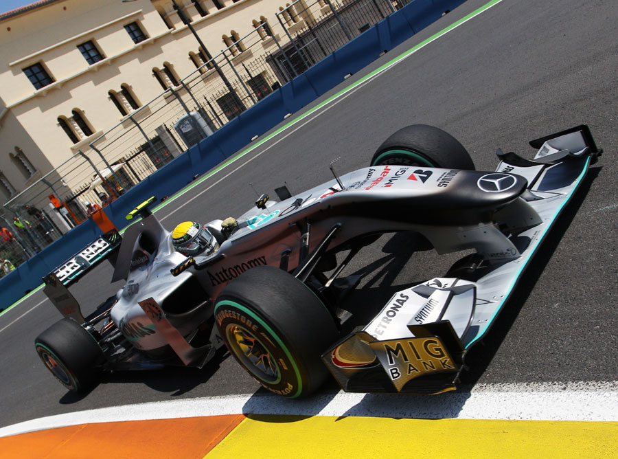 Nico Rosberg hits the apex