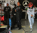 Michael Schumacher prepares for the race
