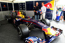 Adrian Newey receives a Red Bull RB5 from team boss Christian Horner
