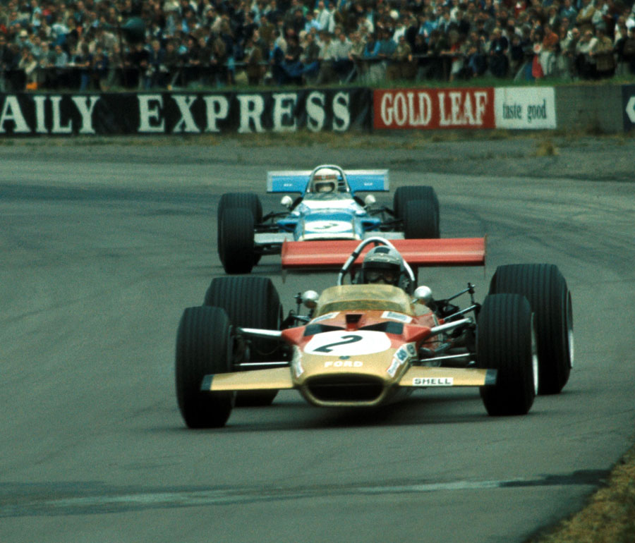 Jochen Rindt holds off Jackie Stewart