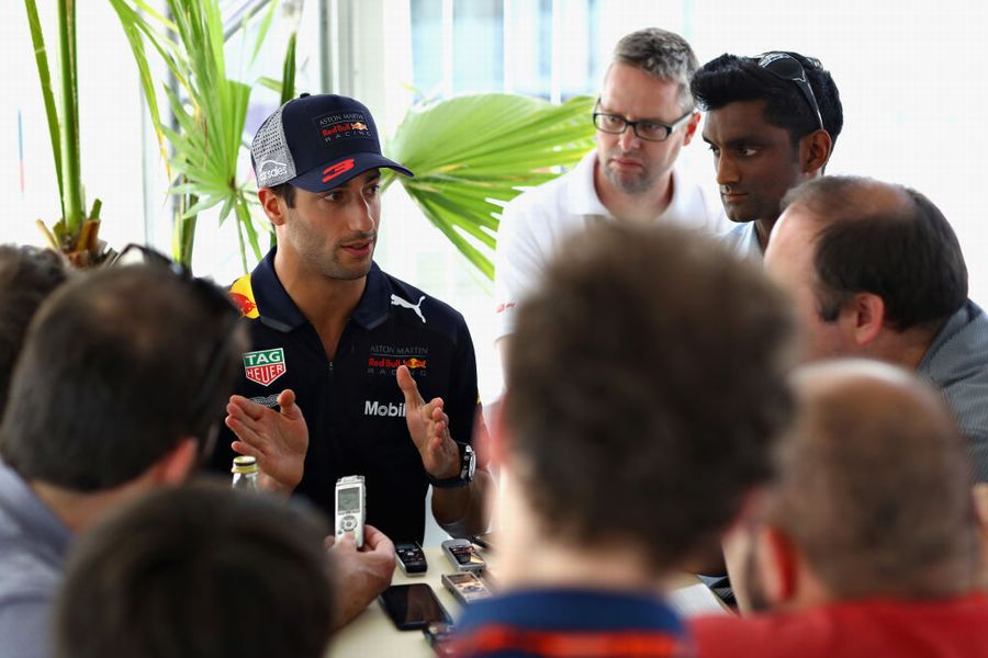 Daniel Ricciardo talk to the media
