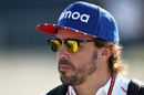 Fernando Alonso arrives at the circuit