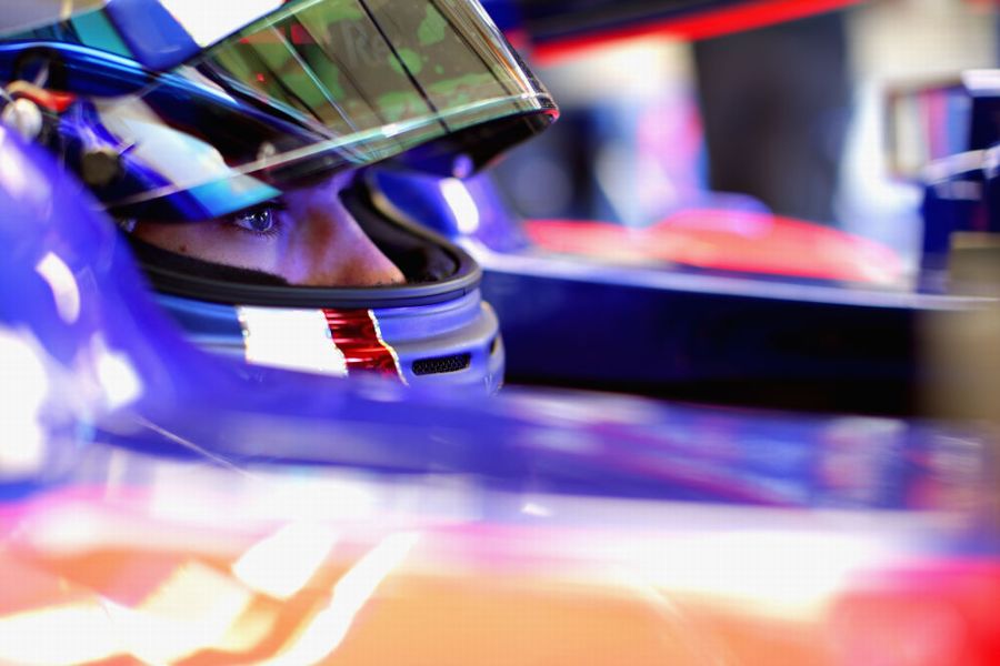 Pierre Gasly sits in the Toro Rosso cockpit