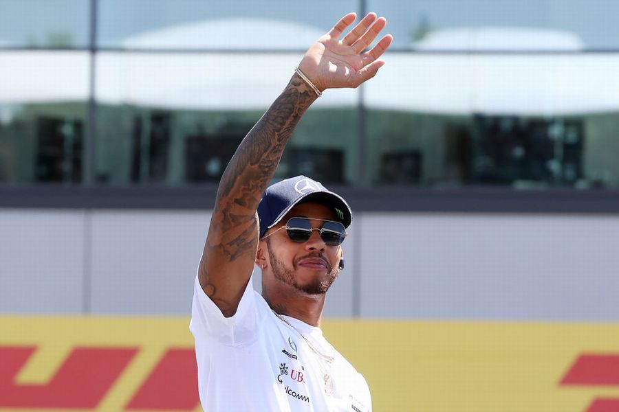 Lewis Hamilton on the drivers parade