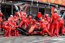 Sebastian Vettel makes a pitstop for a tyre change