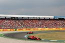 Sebastian Vettel emerged behind Ferrari teammate Kimi Raikkonen after his pit stop in Germany