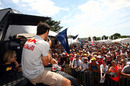 Mark Webber participates in a Q&A session with fans at the Goodwood Festival of Speed 