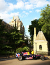 A Red Bull sits outside London's Natural History Museum ahead of the Great Ormond Street Grand Prix Party