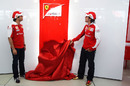 Felipe Massa and Fernando Alonso unveil the new Ferrari racing logo