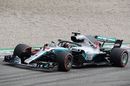 Lewis Hamilton on track in the Mercedes