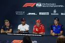 Kevin Magnussen, Lewis Hamilton, Kimi Raikkonen and Brendon Hartley in the Press Conference